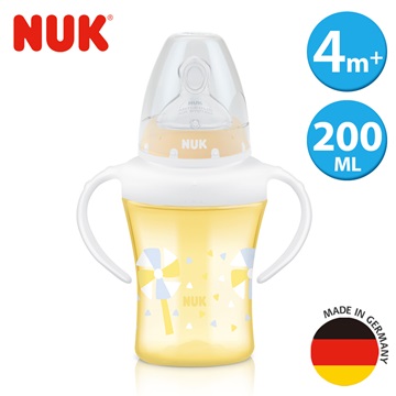 【NUK】200ml寬口徑雙柄透明學習杯,附1號寬口徑矽膠奶嘴中圓洞