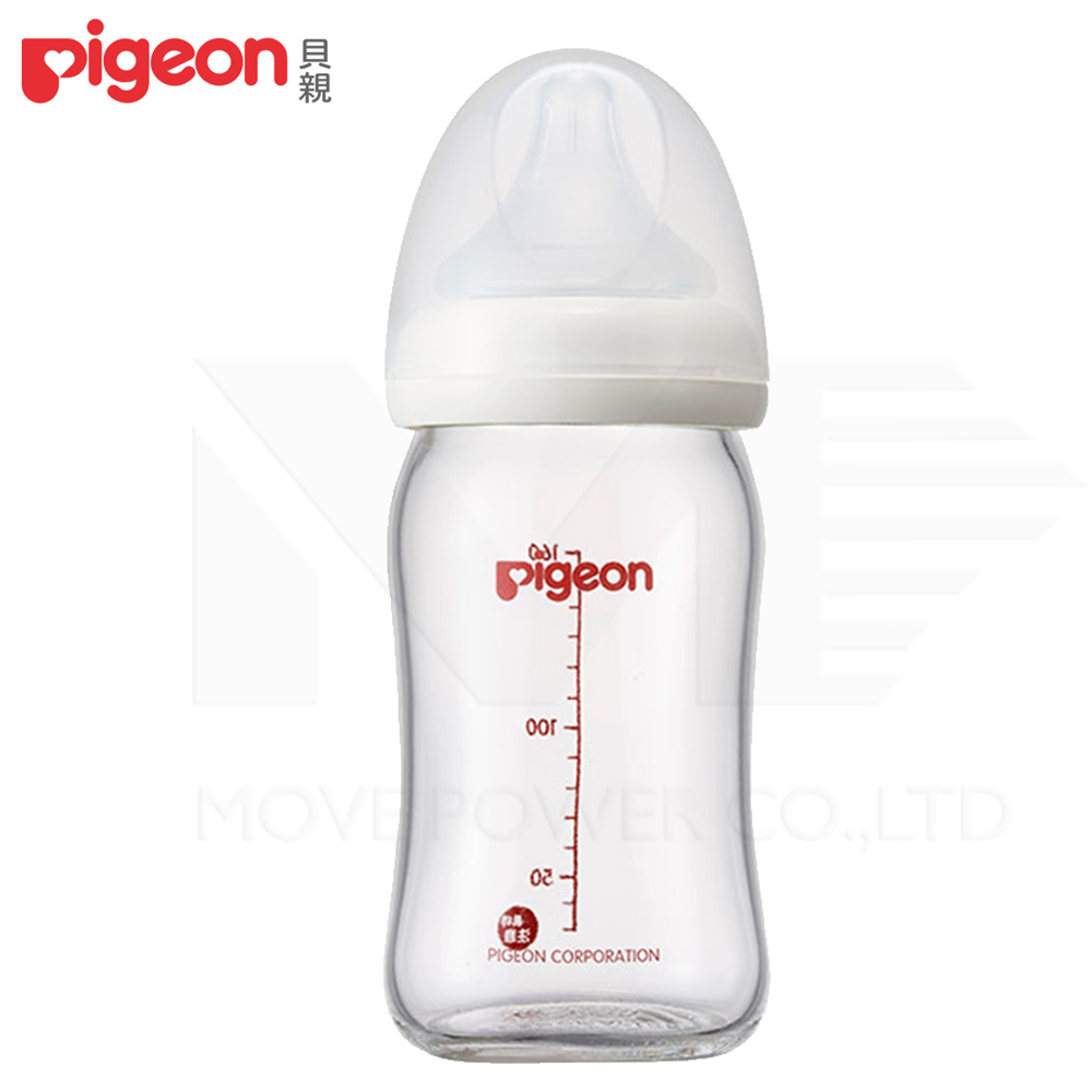 日本《Pigeon 貝親》母乳實感寬口玻璃奶瓶-白【160ml】