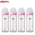 日本《Pigeon 貝親》母乳實感寬口玻璃奶瓶240ml/粉(四入裝)