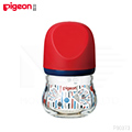 日本《Pigeon 貝親》寬口母乳實感玻璃奶瓶80ml(刺蝟/紅)