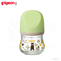日本《Pigeon 貝親》寬口母乳實感玻璃奶瓶80ml(熊/綠)