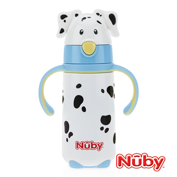 Nuby 不鏽鋼真空學習杯細吸管420ml(大麥町造型)