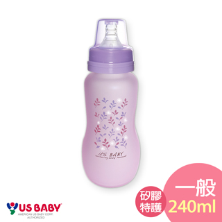 【優生】真母感矽膠特護玻璃奶瓶(一般口徑240ml)-紫