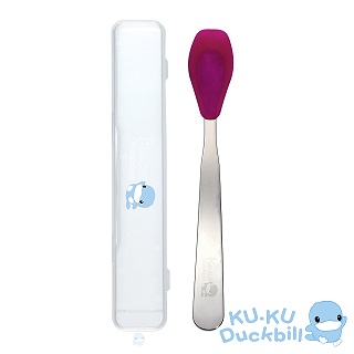 KUKU酷咕鴨安全矽膠不鏽鋼湯匙-紅