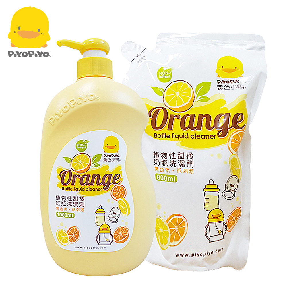 黃色小鴨《PiyoPiyo》奶瓶洗潔劑超值組【罐裝1000ml+補充包800ml】