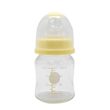 玻璃耐熱寬口奶瓶120ml(鵝黃)