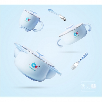 babyhood 不銹鋼兒童餐具5件組-天藍