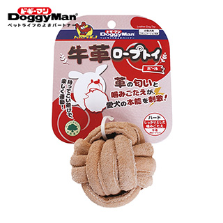 Doggyman 犬用牛革互動潔齒玩具-球型