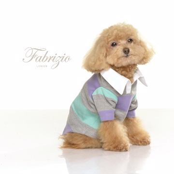 Fabrizio法比奇【Family。夥伴裝】學院風襯衫領三色寬條紋寵物衣polo衫- 學院灰