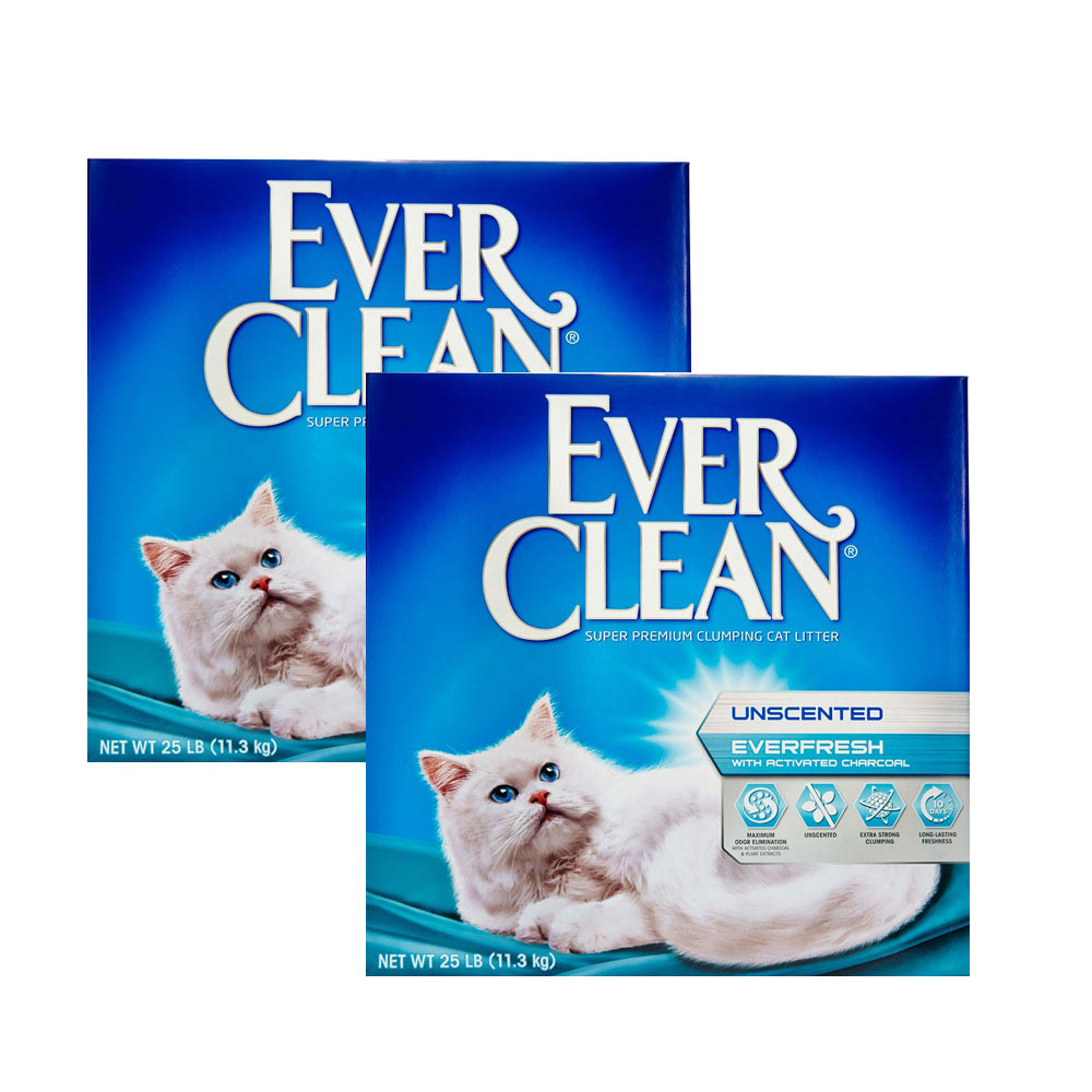 藍鑽EverClean-雙重活性碳低過敏結塊貓砂(白標)25LBx2入