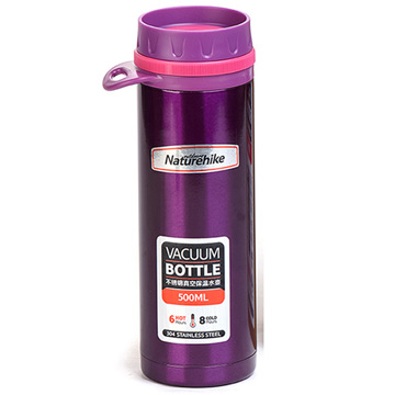 PUSH!戶外旅遊休閒用品不銹鋼真空保溫瓶保溫杯水壺500ml P86-紫紅色