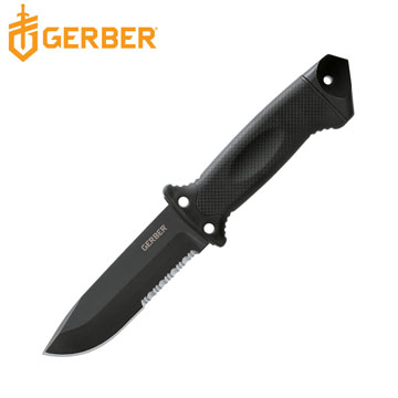 Gerber 多功能半齒半刃求生固定直刀-附V型磨刀器