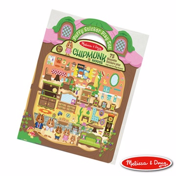 【美國瑪莉莎 Melissa & Doug】可重複貼泡泡貼紙遊戲書-可愛花栗鼠樹屋