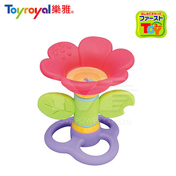 日本《樂雅 Toyroyal》牙膠花朵搖鈴