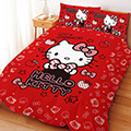 【享夢城堡】雙人床包涼被組四件式(紅)-HELLO KITTY 貼心小物系列