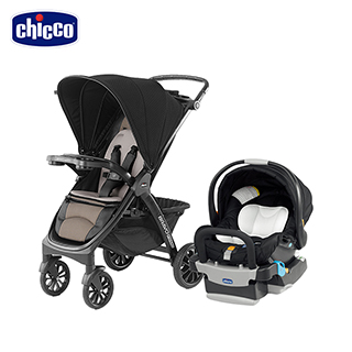 【chicco】Bravo極致完美手推車特仕版-龐貝黑棕+KeyFit 手提汽座-優雅黑