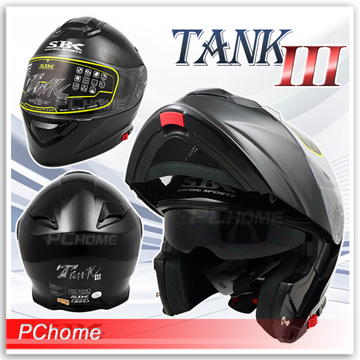 【SBK TANK III 素色 黑 超輕量 雙層鏡片 可掀式 全罩 安全帽 可樂帽 雙D扣】內襯全可拆