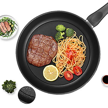 【晶輝居家用品】可愛輕巧麥飯石平底煎鍋 附贈瓢子(F1070)