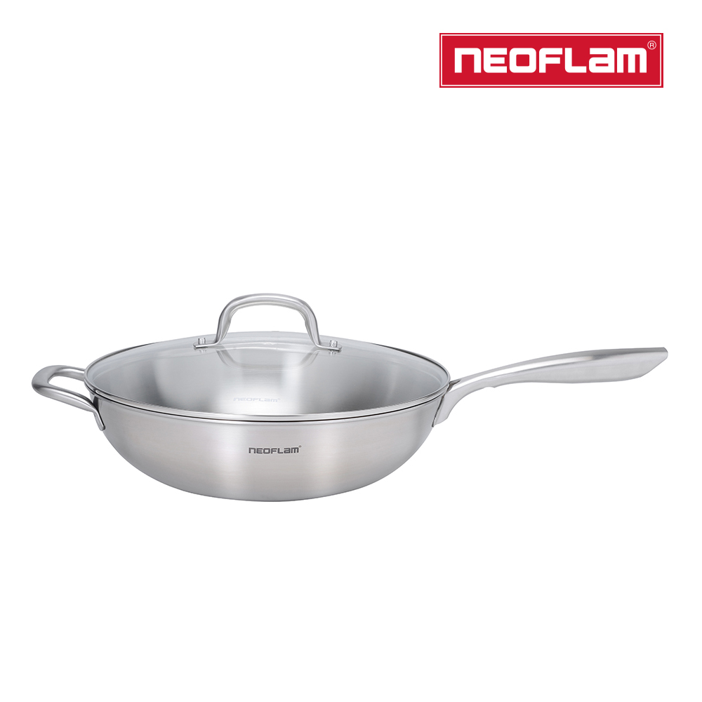 NEOFLAM 不銹鋼316炒鍋32cm(含強化玻璃蓋)