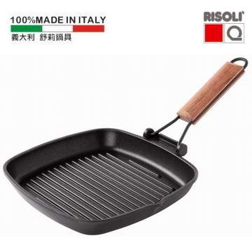26 x 26 cm Risoli Granite Griddle Pan with Wooden Handle 