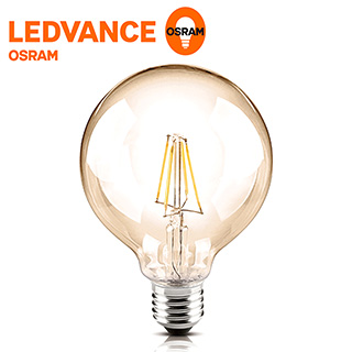歐司朗 1906復古型紐倫堡吊掛式 6.5W LED圓形燈絲燈泡(黃光2入)