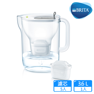 【德國BRITA】Style 3.6L純淨濾水壺+4入MAXTRA Plus濾芯_灰色(共5芯)