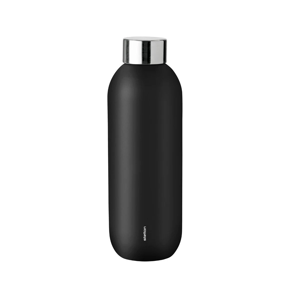 Stelton Keep Cool Bottle 600ml 丹麥 俐落有型 保溫保冰 不鏽鋼 隨行瓶（黑色）