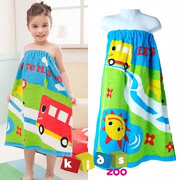 【kids zoo】可愛童趣造型兒童浴裙_校車