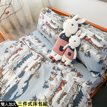 Anna Home台灣製造搖粒絨三件式床包組(冬季戀歌)-雙人加大