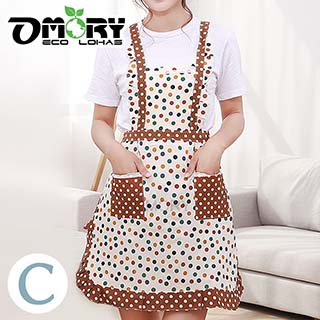 【OMORY】雙層日韓碎花工作圍裙-C款