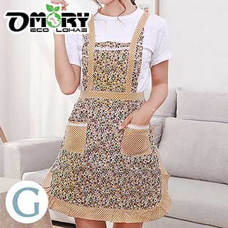 【OMORY】雙層日韓碎花工作圍裙-G款