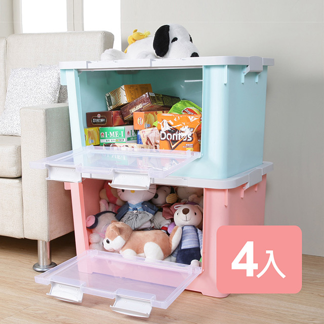 《真心良品》雙開式收納箱附輪70L–4入組