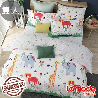 La Mode寢飾 動物萌遊100%精梳棉兩用被床包組(雙人)