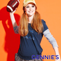Gennie’s奇妮 假2件條紋字母秋冬孕婦上衣-灰(G3Y08)