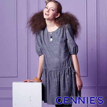 Gennie’s奇妮 素雅品味.繽紛彩釦秋冬孕婦洋裝(G1208)
