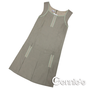 Gennie’s奇妮ITALY-Faravani系列- 清新品味拉鍊裝飾孕婦背心洋裝(C2R32)深卡