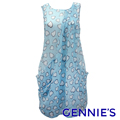 Gennie’s奇妮 浪漫愛心柔嫩系雪紡春夏孕婦背心洋裝-藍(H1506)