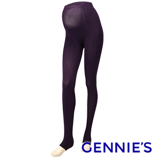 Gennies奇妮 時尚彈性厚棉孕婦專用踩腳褲襪/九分褲襪(深紫GM34)