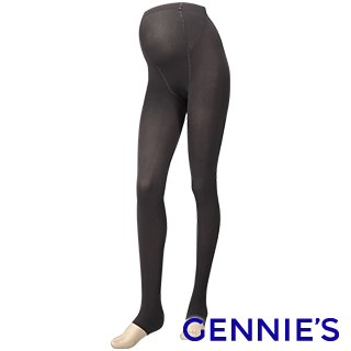 Gennies奇妮 時尚彈性厚棉孕婦專用踩腳褲襪/九分褲襪(深灰GM34)