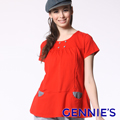 Gennie’s奇妮俏皮公主格紋口袋春夏哺乳上衣-淺卡(GNA40)