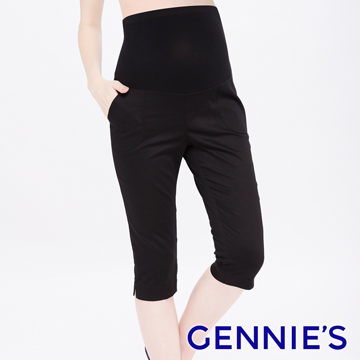 Gennies奇妮 時尚百搭素面一體成型五分褲-黑(T4D37)