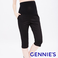 Gennies奇妮 時尚百搭素面一體成型五分褲-黑(T4D37)