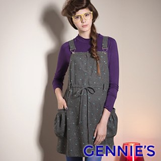 Gennie’s奇妮 俏皮甜秋冬吊帶背心洋裝-灰(G2422)