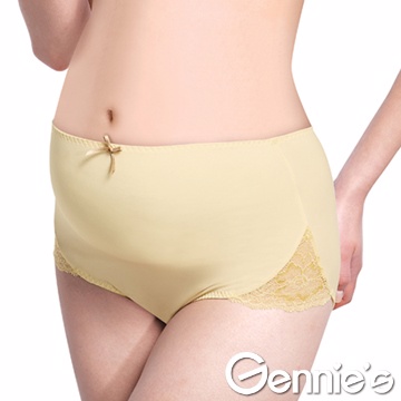 Gennie’s奇妮 閒蕾絲孕婦高腰內褲-粉嫩黃(GB17)