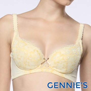 Gennie’s奇妮 圓舞曲彈性蕾絲瓣扣式孕哺內衣-黃(GA17)