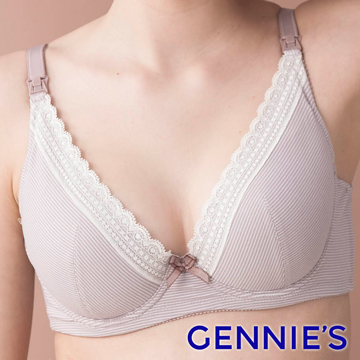 Gennie’s奇妮 咖啡紗深V孕哺內衣-粉(GA37)