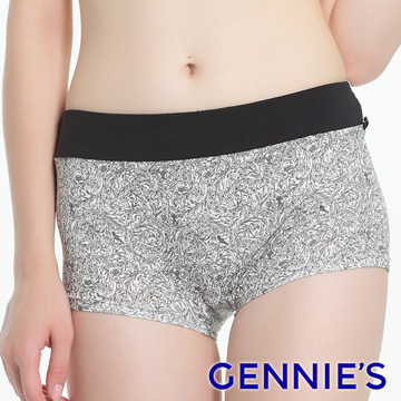Gennie’s奇妮 環保染印花中腰平口孕婦內褲-迷漾黑(GB58)