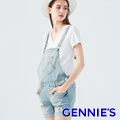 Gennies奇妮 美式復古刷破牛仔吊帶短褲-淺牛仔藍/深牛仔藍(TJD01)