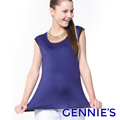 Gennie’s奇妮 小圓領舒爽涼感紗春夏孕婦背心上衣-深藍(G3701)