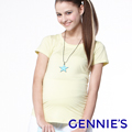 Gennie’s奇妮 小圓領舒爽涼感紗春夏孕婦上衣-黃(G3702)
